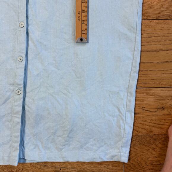 Eileen Fisher Linen Midi Dress Button Front Sleeveless Light Blue Minimalist - Picture 9 of 10